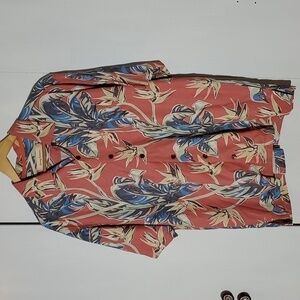 Tommy Bahama| Mens Silk Floral Blue Button Down Pocket Shirt Vacation  Sz.Large